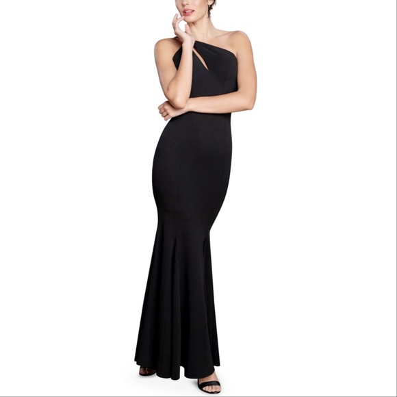 Dress the Population Ellis One Shoulder Asymmetric Keyhole Crepe Dress - Picture 1 of 11